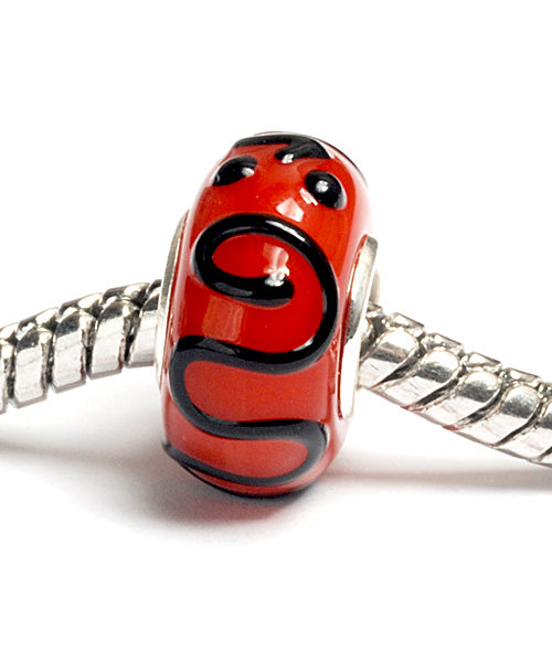 SC10026 - Large Hole Red w/Black String Rondelle Bead