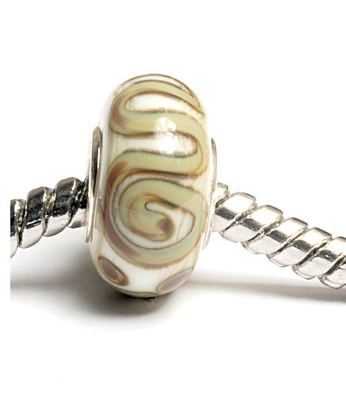 SC10028 - Large Hole Ivory w/Beige Stringer Rondelle Bead