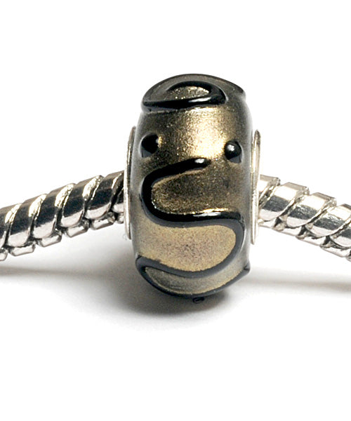 SC10032 - Large Hole Golden Pearl Surface w/Black Rondelle Bead