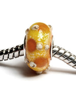 SC10034 - Large Hole Dark Yellow w/Silver Stringer Rondelle Bead