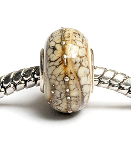 SC10035 - Large Hole Ivory w/Silver Rondelle Bead