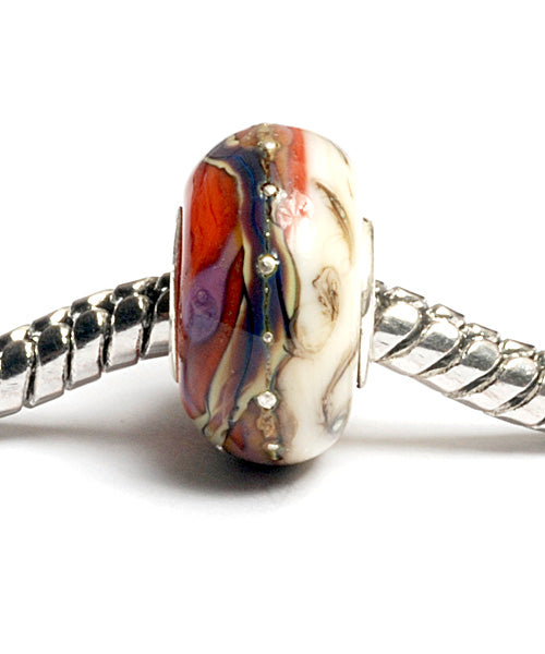 SC10037 - Large Hole Coral w/Ivory Free Style Rondelle Bead