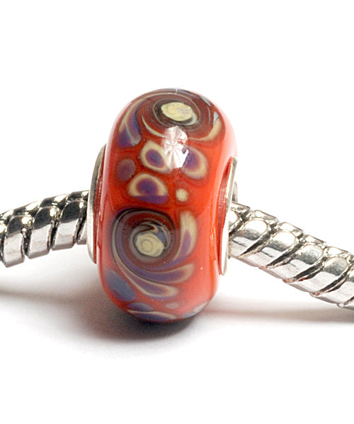SC10041 - Large Hole Coral w/Beige Rondelle Bead
