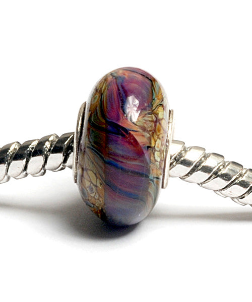 SC10042 - Large Hole Dark Brown w/Ivory Silver  Rondelle Bead