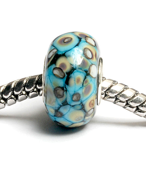 SC10043 - Large Hole Turquoise w/Dots Rondelle Bead
