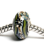 SC10045 - Large Hole Green w/Ivory Japanese Kimono Rondelle Bead
