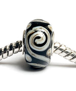 SC10046 - Large Hole Black w/Silver Ivory String Rondelle Bead