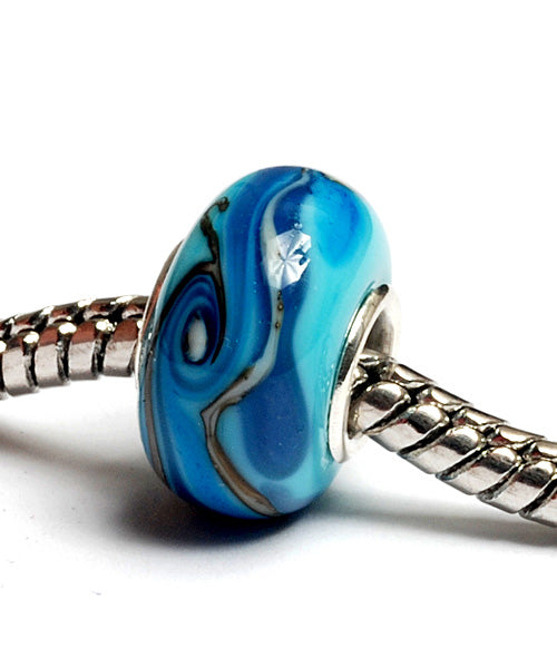 SC10047 - Large Hole Turquoise/Light Blue Twist Rondelle Bead