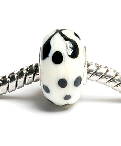 SC10054 - Large Hole Ivory w/Black Rondelle Bead