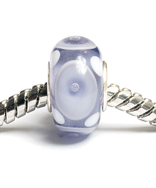 SC10056 - Large Hole Ink Blue w/White Rondelle Bead
