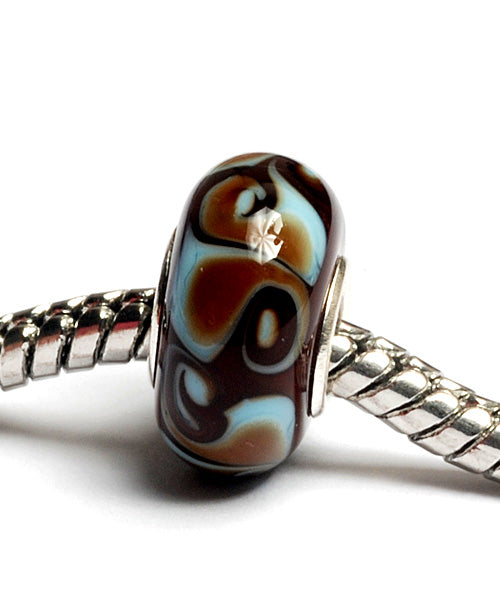 SC10061 - Large Hole Turquoise & Chocolate Brown Rondelle Bead