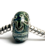 SC10063 - Large Hole Green w/Stringer Rondelle Bead