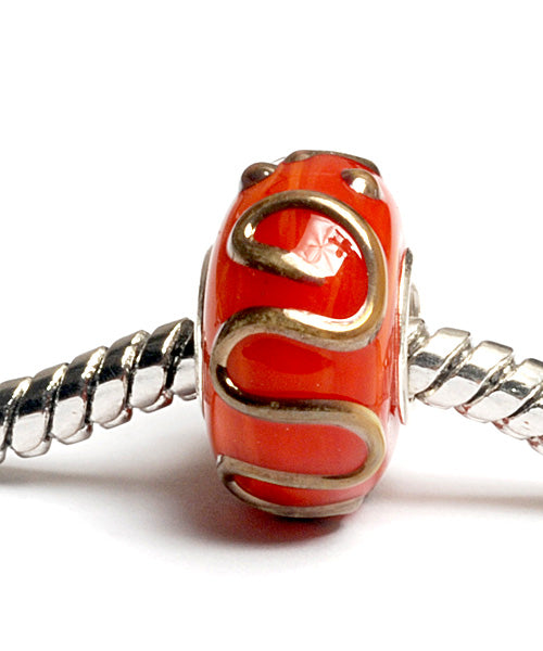 SC10078 - Large Hole Red w/Metal Color String Rondelle Bead