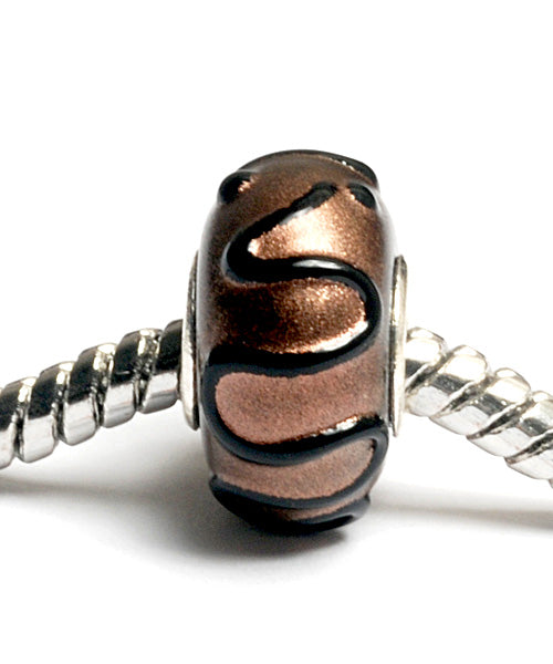 SC10079 - Large Hole Copper Pearl Surface w/Black Rondelle Bead