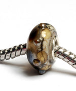SC10085 - Large Hole Brown w/Beige Bumps Rondelle Bead