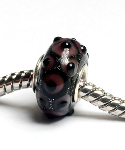 SC10086 - Large Hole Purple w/Black Bumps Rondelle Bead