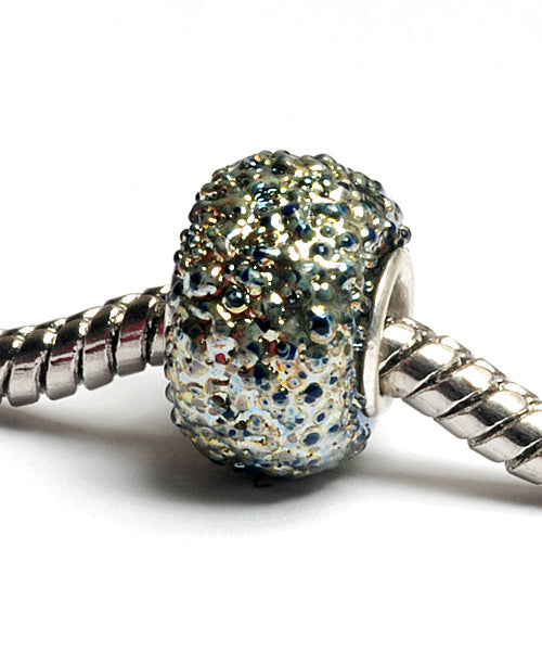 SC10087 - Large Hole Light Blue Metallic Rondelle Bead