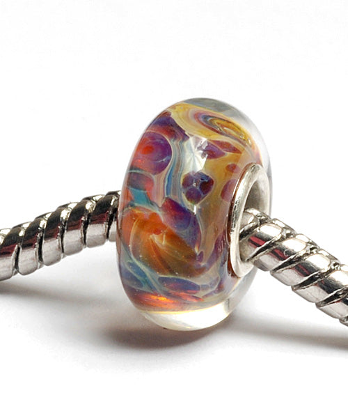 SC10090 - Large Hole Purple w/Gold Boro Rondelle Bead