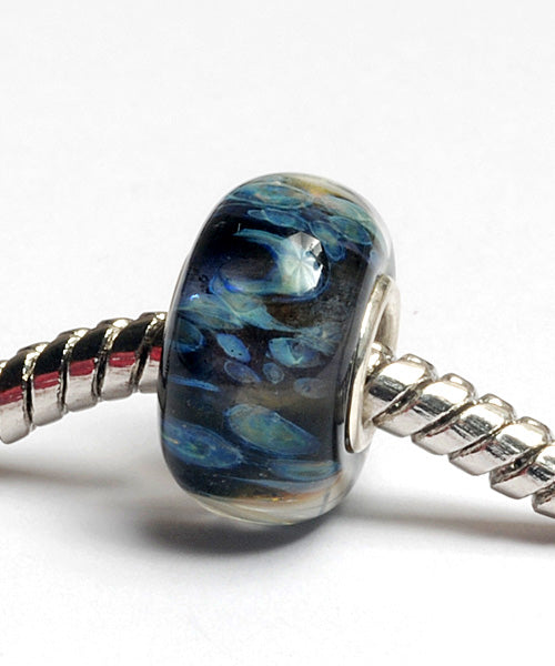 SC10091 - Large Hole Black w/Blue Boro Rondelle Bead