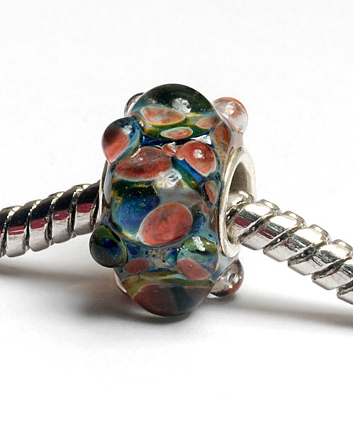SC10095 - Large Hole Multi-color Bumps Boro Rondelle Bead