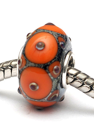 SC10100 - Large Hole Coral w/Metal Dots Rondelle Bead