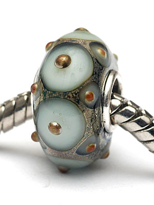 SC10103 - Large Hole Moss Green w/Metal Dots Rondelle Bead
