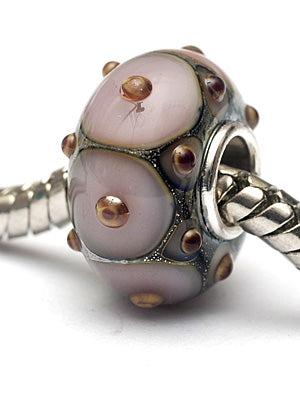 SC10104 - Large Hole Lavender Pink w/Metal Dots Rondelle Bead