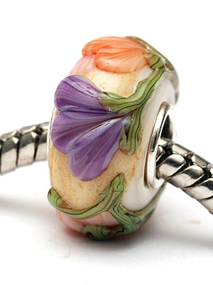 SC10105 - Large Hole Purple w/Orange Flora Rondelle Bead