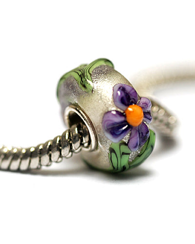 SC10108 - Large Hole Purple w/Orange Flora Rondelle Bead