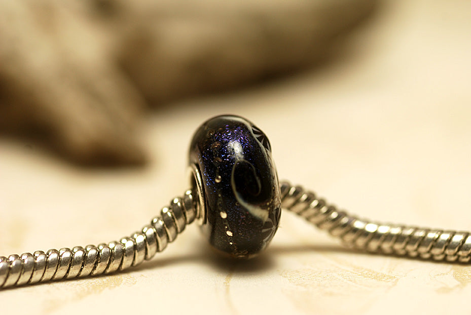 SC10109 - Large Hole Indigo Night Celestial Rondelle Bead