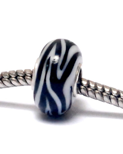 SC10113 - Large Hole Zebra Stripes Rondelle Bead