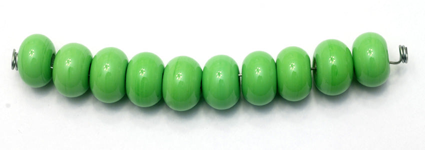 SP002 - Ten Opaque Mint Green Rondelle Spacer Beads