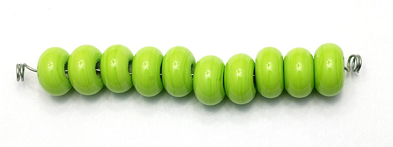 SP006 - Ten Opaque Lime Green Rondelle Spacer Beads