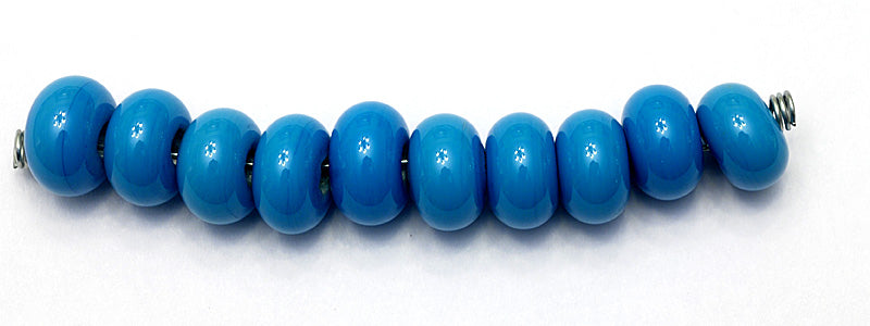 SP007 - Ten Opaque Teal Blue Rondelle Spacer Beads