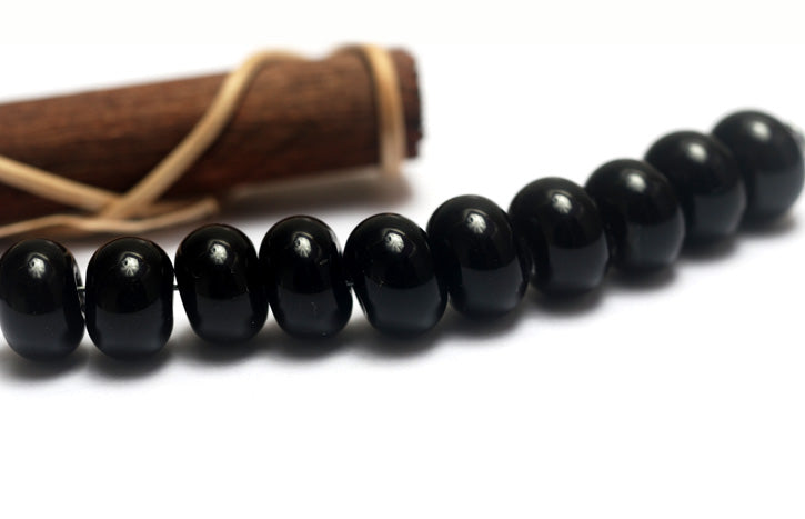 SP012 - Ten Opaque Black Spacer Beads