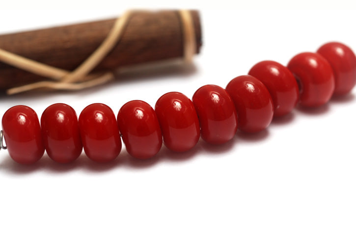 SP013 - Ten Opaque Red Spacer Beads