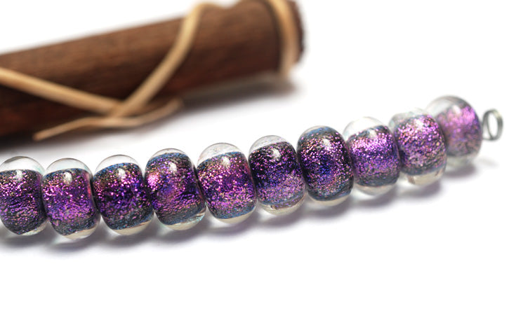 SP014 - Ten Amethyst Dichroic Spacer Beads