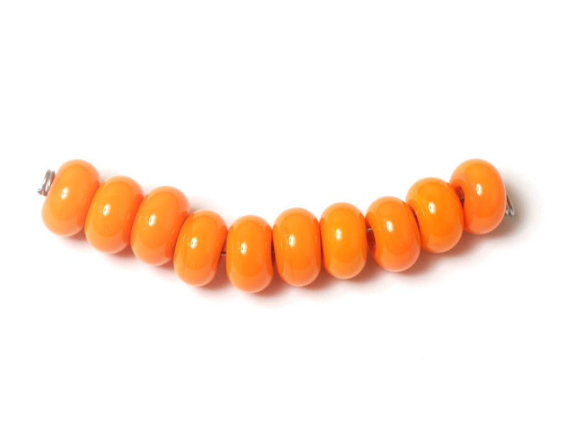 SP024 - Ten Opaque Orange Rondelle Spacer Beads