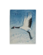 WL023040 - 30x40mm Porcelain Puffed Rectangle Crane Bird 