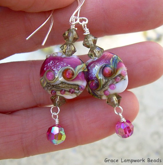 Grace Lampwork Beads LC-Cranberry Stardust Earrings - Artist Corner ...