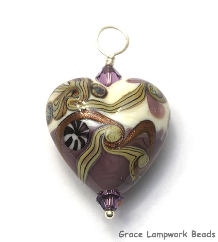 Grace Lampwork Beads HP-11807405 - Purple Japanese Kimono Heart Pendant ...