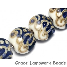10405712 - Four Ink Blue w/White Lentil Beads