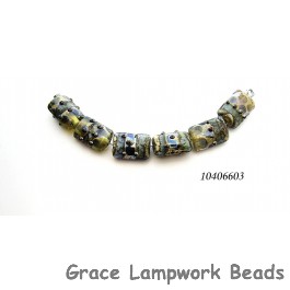 10406603 - Six Gray Blue w/Silver Foil Mini Kalera Beads
