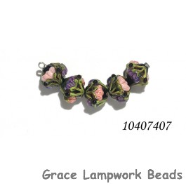 10407407 - Five Pink & Purple Floral Crystal Beads