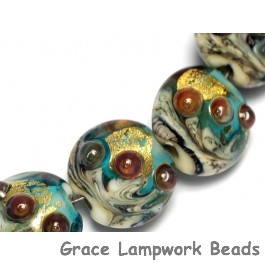 10409912 - Four Aqua Treasure Lentil Beads