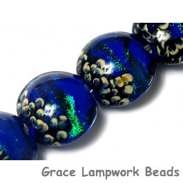 10413012 - Four Sapphire Sea Shimmer Lentil Beads