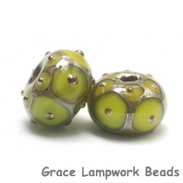 10505001 - Seven Pear Green w/Metal Dots Rondelle Beads
