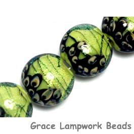 10507712- Four Spring Green Shimmer Lentil Beads