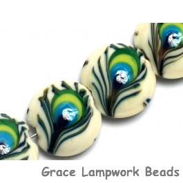 10508012 - Four Peacock Feather Lentil Beads