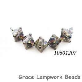 10601207 - Five Dark Amethyst w/Silver Foil Crystal Beads
